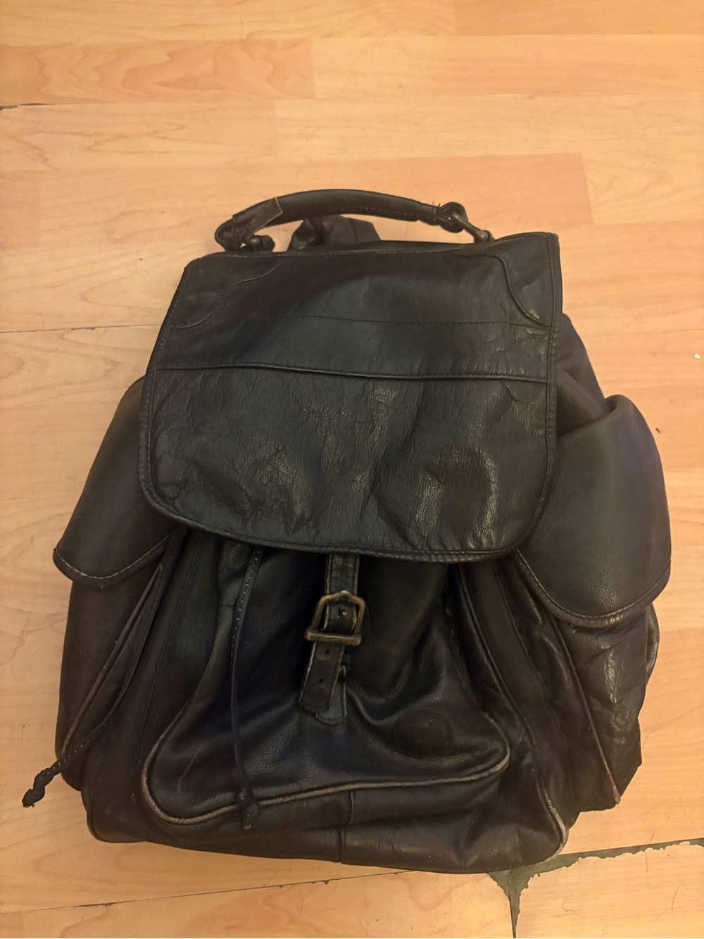 VTG DILANA brown Leather Backpack 12x12x7” Sturdy Side Pockets